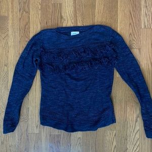 Old Navy Sz 14 navy sweater with fringe detail. EUC
